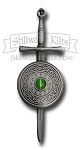 Deluxe Irish Sword and Shield Kilt Pin with Green Cat's-Eye Stone