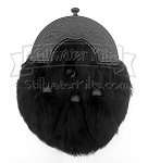 Black Fur Sporran with Flat Black Hardware